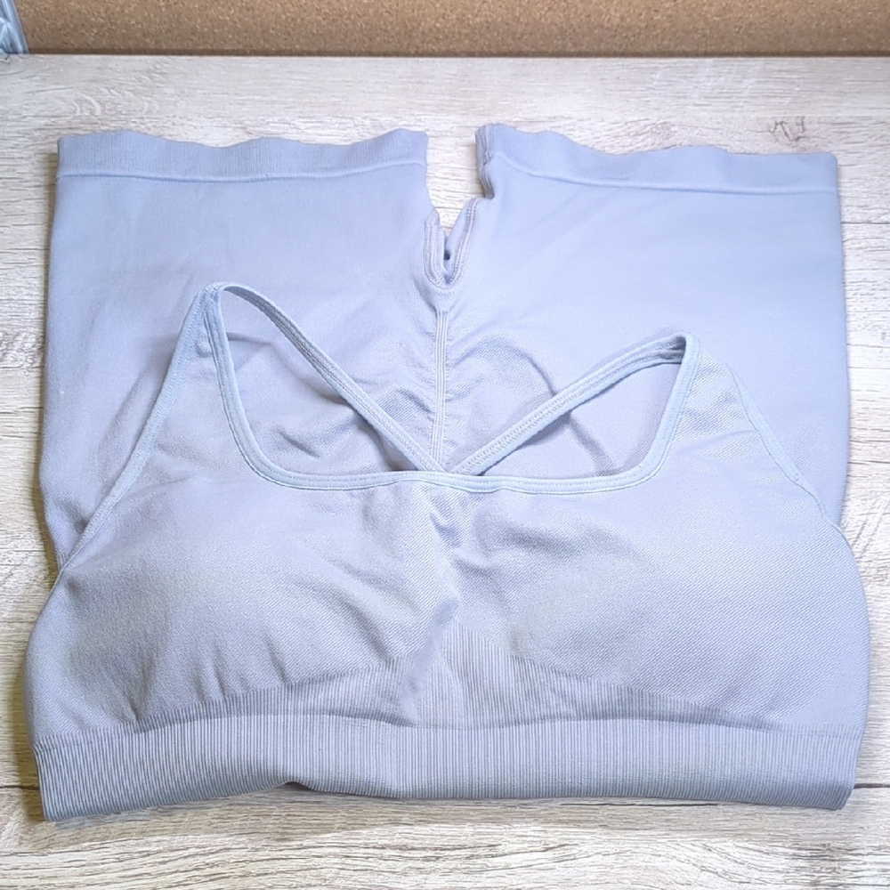 Blue Seamless Yoga Jumpsuit with Criss-Cross Straps